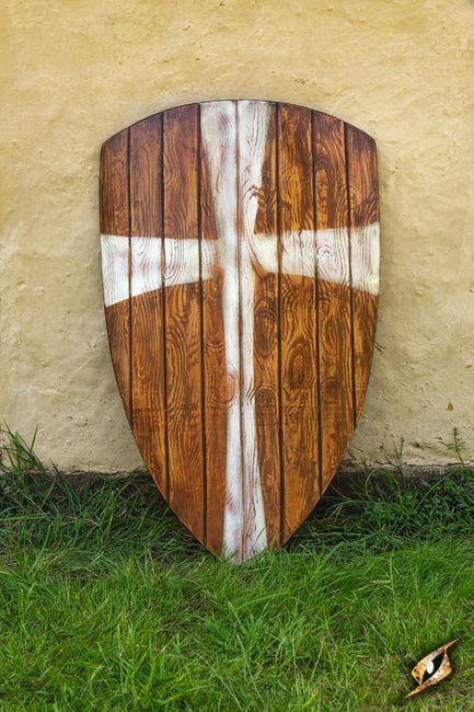 Crusader Shield - Wood/White - 90x60 cm