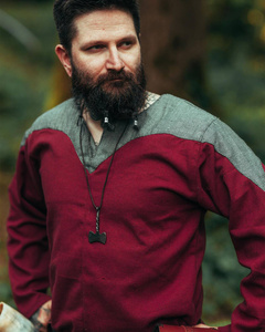 Norgaard Tunic embroided  Canvas - Bordeaux - tunika średniowieczna