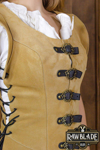 Julienne Leather Jerkin Long -Light Brown