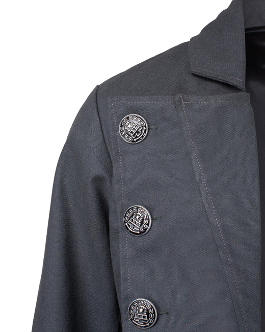 Captain Chad Buccaneer Coat canvas - Grey - bawełniany płaszcz