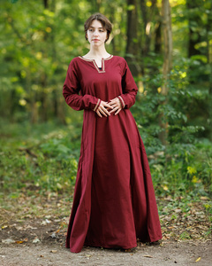 Heloise Dress Bordeaux - płócienna suknia