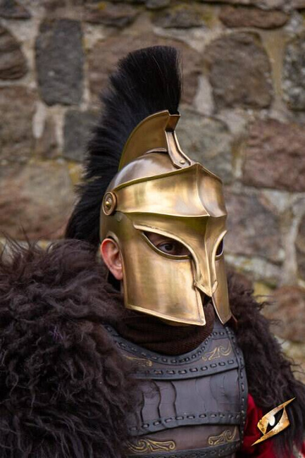 Corinthian Helmet w/Plume - Brass/Black - hełm koryncki z pióropuszem