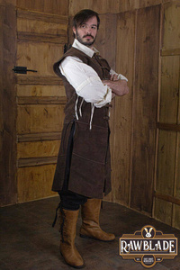 Jules long Leather Jerkin - Brown