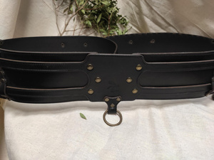 Tactical medieval belt - Black - skórzany pas