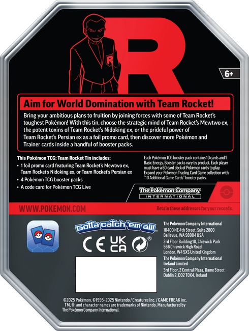 Pokémon TCG: Team Rocket Tin - Mewtwo ex