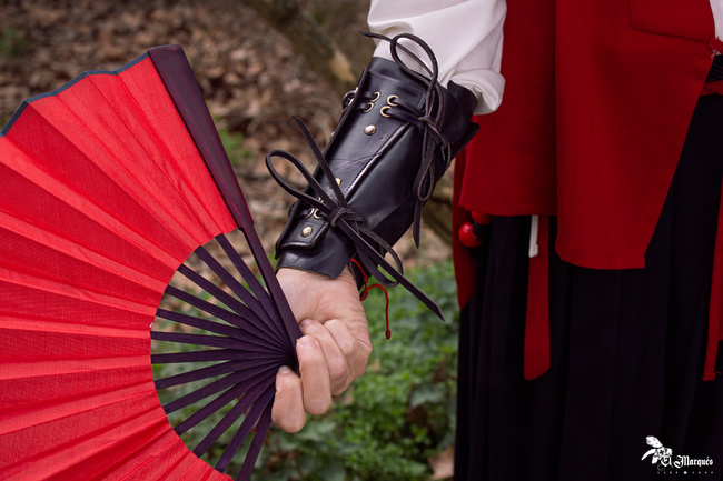 Samurai leather bracers - Black