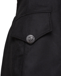 Captain Chad Buccaneer Coat Wool - Black - wełniany płaszcz