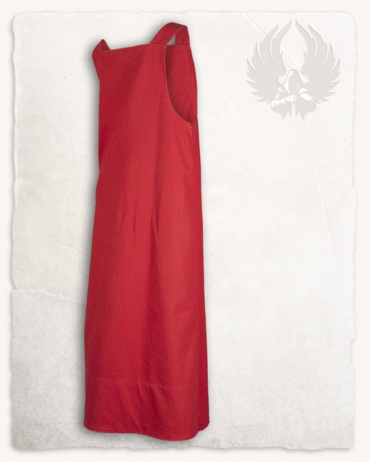 Lientje Apron Dress Red - płócienna długa suknia fartuchowa