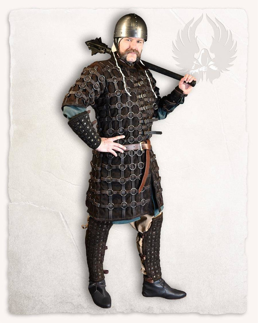 Robert Greaves brown - nitowane skórzane nagolenniki