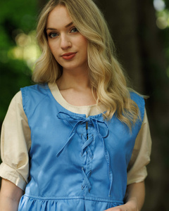 Clara Dress Blue - płócienna sukienka