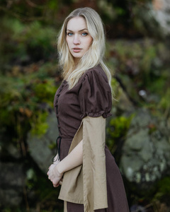 Loreley Dress - Brown - suknia bawełniana