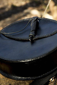 Round Leather Bag - Black