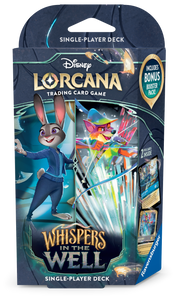 Disney Lorcana: Whispers In The Well Zestaw dwóch (2) Starter Deck Amber and Emerald oraz Sapphire and Steel