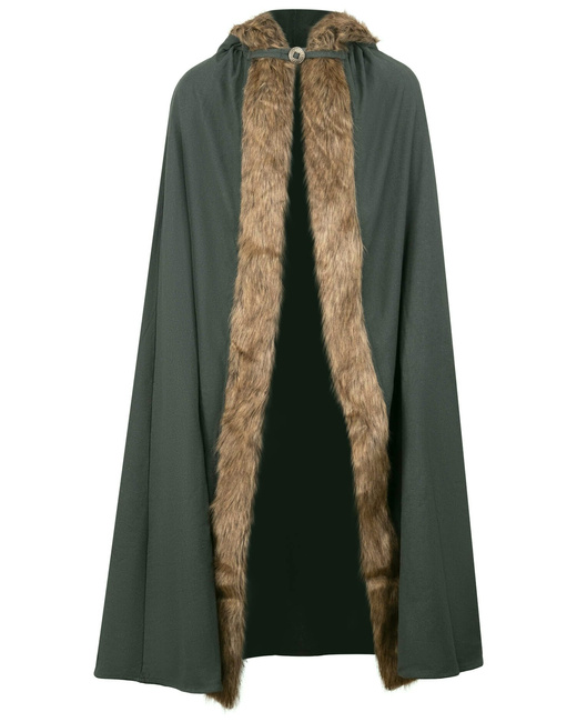 Aaron Cloak with fur - Green - płócienna peleryna