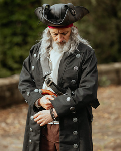 Captain Chad Buccaneer Coat canvas - Black - bawełniany płaszcz