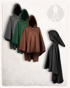 Kim Short Cape Wool Grey - wełniana półpeleryna z kapturem