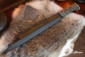 Seax - Knotted blade - Antler handle - Silver