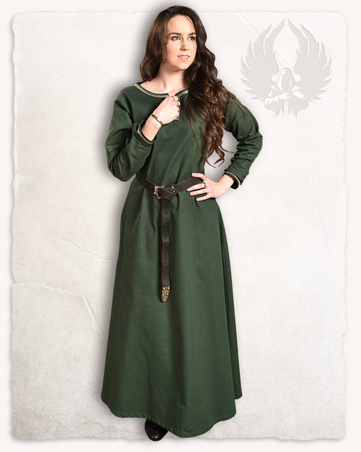 Heloise Dress Green - płócienna suknia