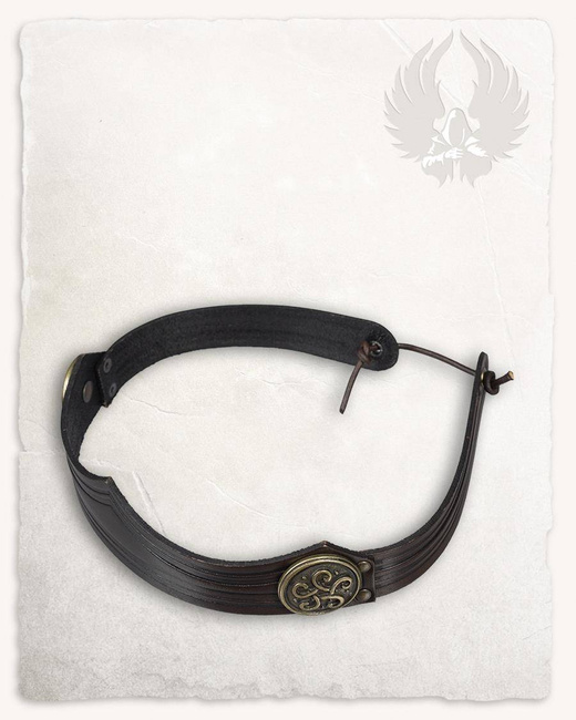 Isidor Studded Crown Round Brown - skórzany diadem