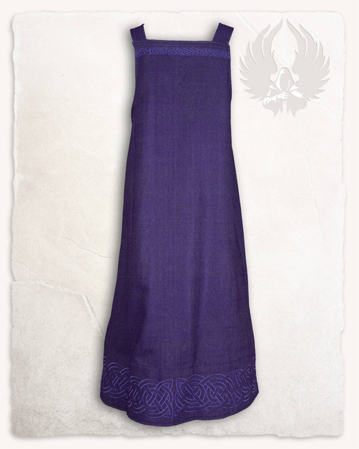 Alva Apron Dress Herringbone Purple - suknia fartuchowa