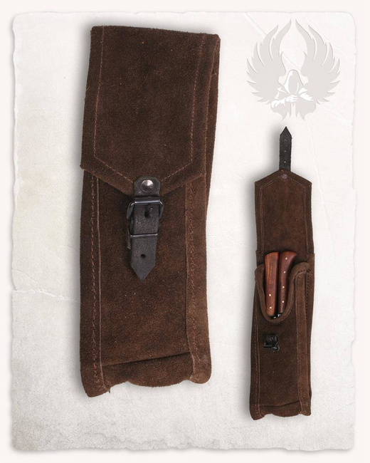 Friedhelm Beltbag Long Brown -  zamszowy pokrowiec na sztućce