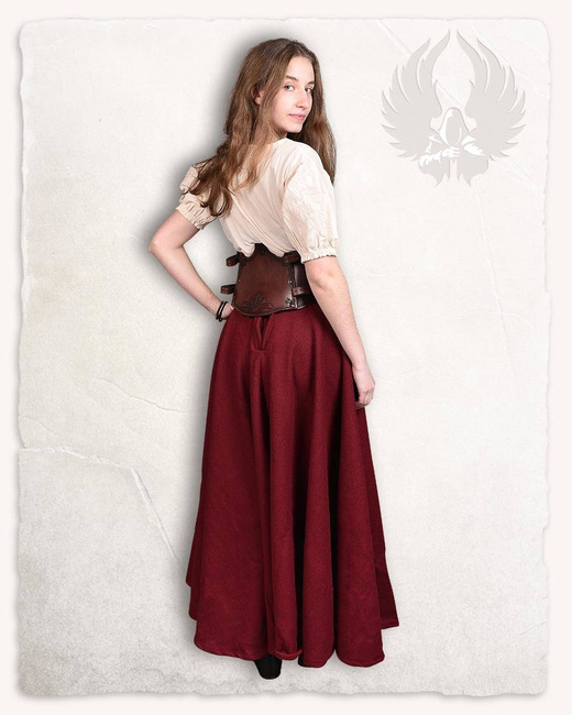 Isolde Bodice Floral Black/Red - skórzany gorset