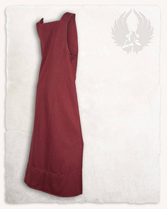 Lientje Apron Dress Bordeaux - płócienna długa suknia fartuchowa