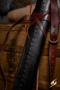 Knights Scabbard Black/Dark Brown 75 cm - Faux Leather - pochwa na miecz larpowy