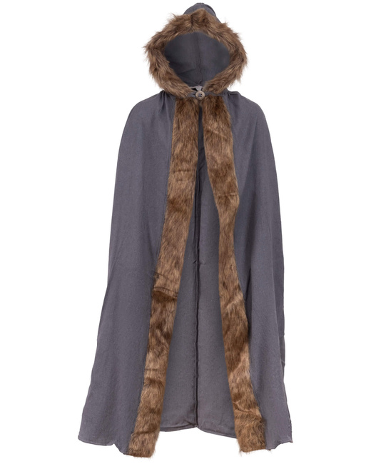 Aaron Cloak with fur - Grey - płócienna peleryna