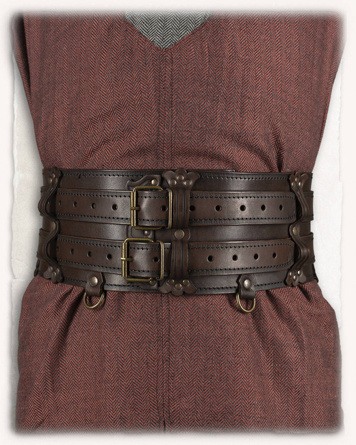 Luthor Double-Belt Black - podwójny skórzany pas