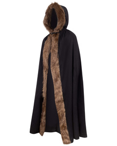 Aaron Cloak with fur - Bordeaux - płócienna peleryna