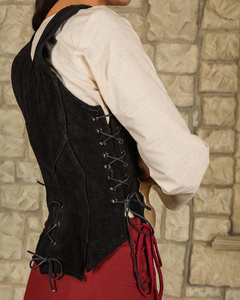 Lisa Leather Bodice Black - zamszowa kamizelka