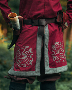 Norgaard Tunic embroided  Canvas - Bordeaux - tunika średniowieczna