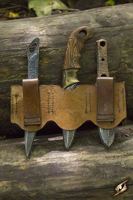 Rogue Knife Set & Holder - Brown