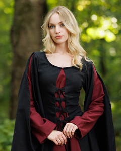 Jasione Dress Black/Bordeaux - średniowieczna suknia