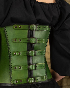 Tamara Leather Bodice Green - skórzany gorset