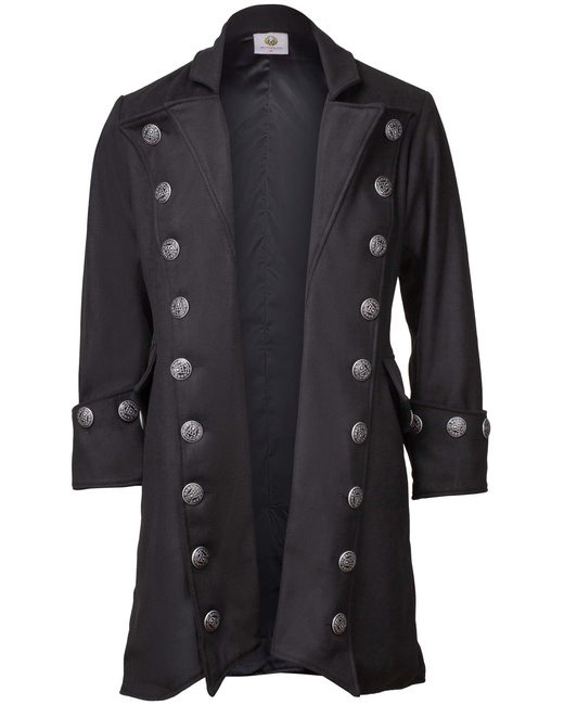 Captain Chad Buccaneer Coat canvas - Black - bawełniany płaszcz