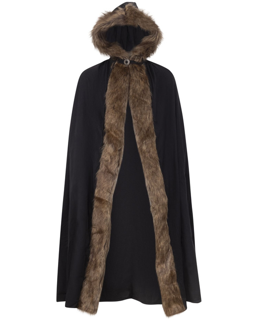 Aaron Cloak with fur - Black - płócienna peleryna