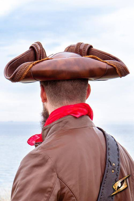 Pirate Hat - Faux Leather - Brown