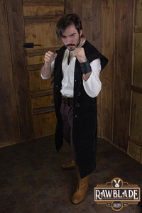 Jules long Leather Jerkin - Black