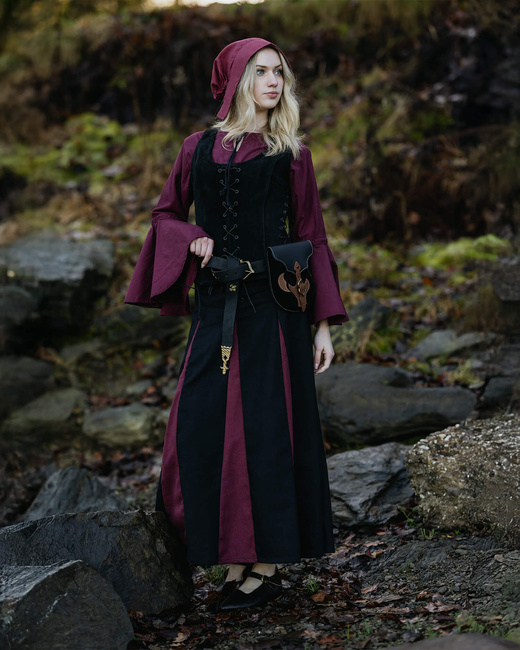 Caty Leather Bodice Black - zamszowa kamizelka gorsetowa