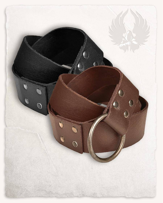 Doran Ring Belt Black - skórzany pas pierścieniowy