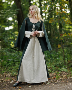 Jasione Dress Green/Cream - średniowieczna suknia