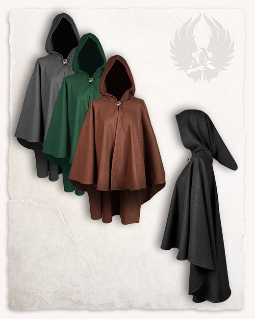 Kim Short Cape Wool Grey - wełniana półpeleryna z kapturem