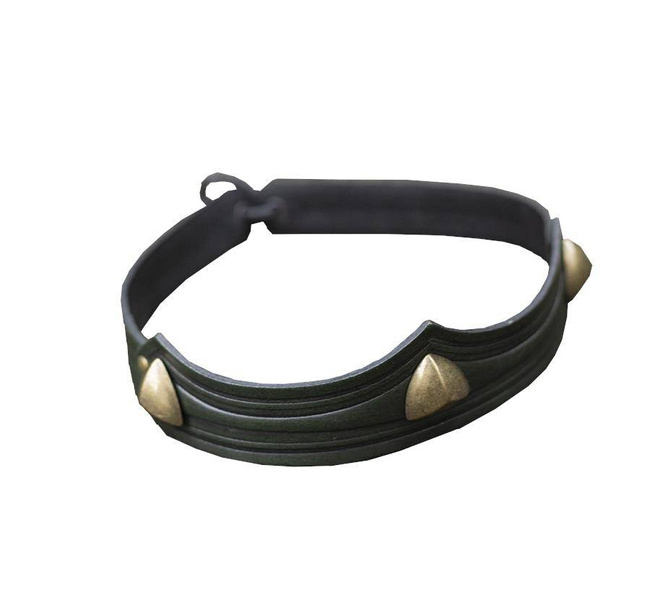 Isidor Studded Crown Triangolar Green - skórzany diadem