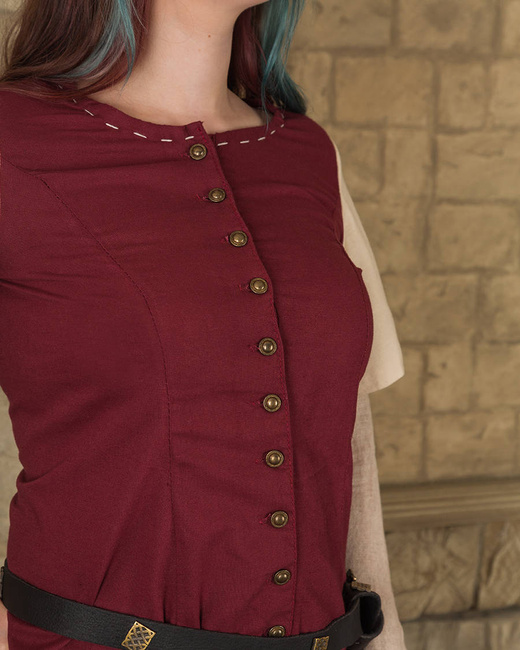 Elodie Dress Bordeaux/Cream - suknia z długimi rękawami