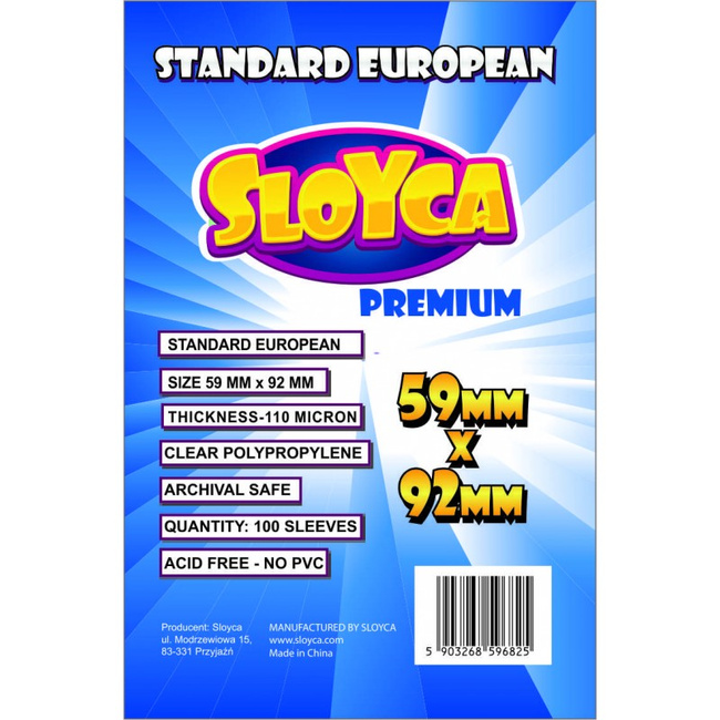 Koszulki na karty SLOYCA Standard European Premium 59x92mm (100 szt.)