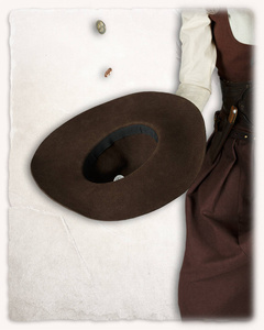 Felted Hat With Wide Brim Brown - średniowieczny kapelusz z szerokim rondem