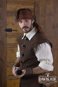 Jules long Leather Jerkin - Brown