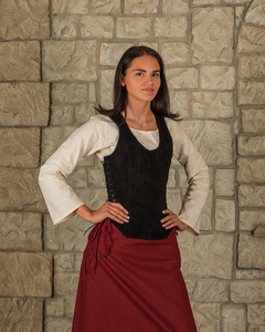 Lisa Leather Bodice Black - zamszowa kamizelka